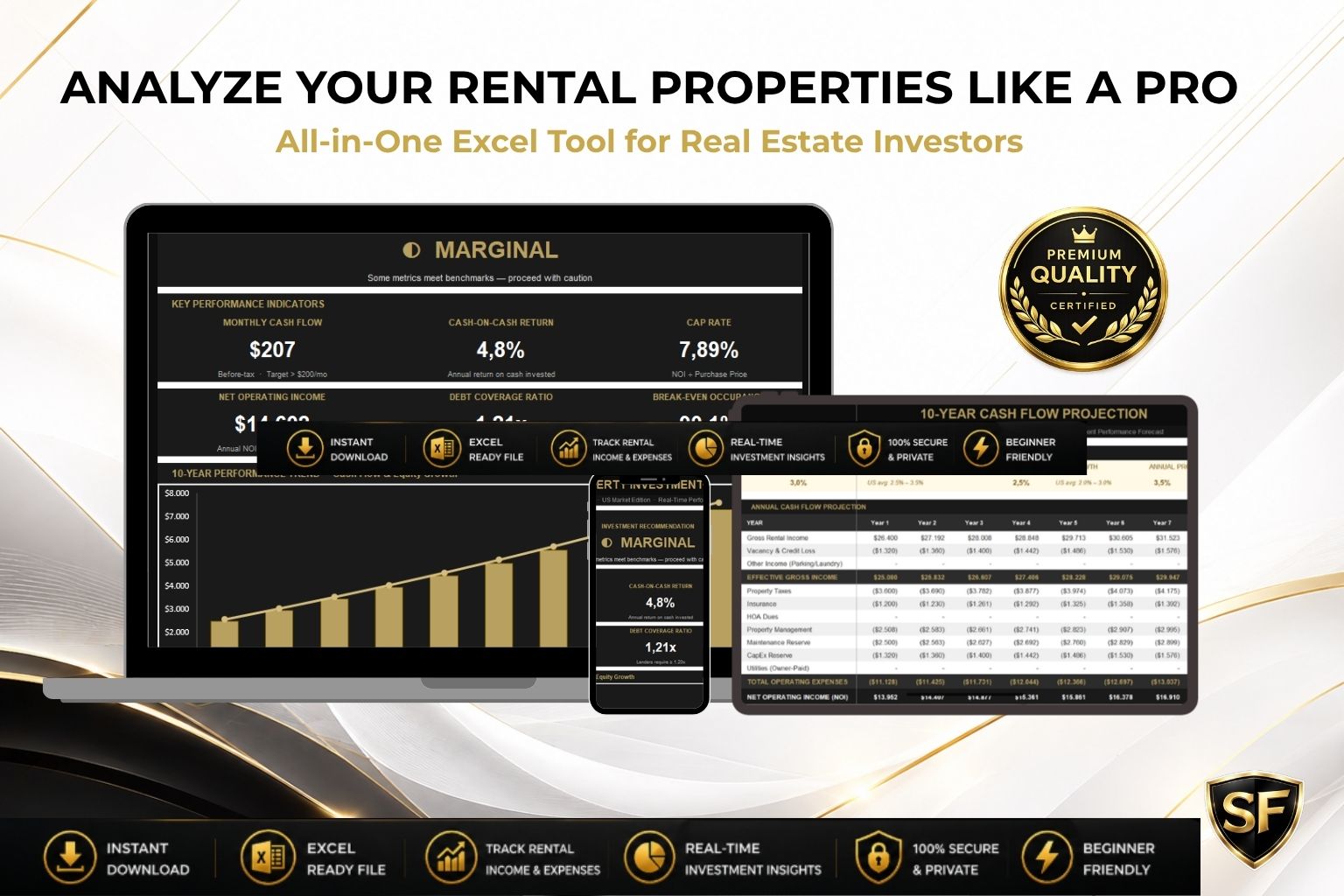 Rental Property Investment Analyzer Excel dashboard — deal analysis overview