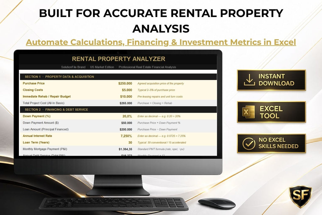 Excel rental deal calculator — instant STRONG MARGINAL AVOID verdict