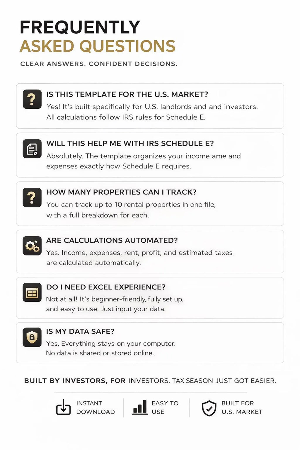 Income and expense tracker for up to 10 rental properties — Excel template