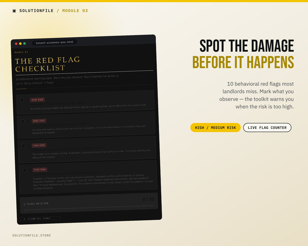 10 behavioral red flags checklist for landlords with live risk counter
